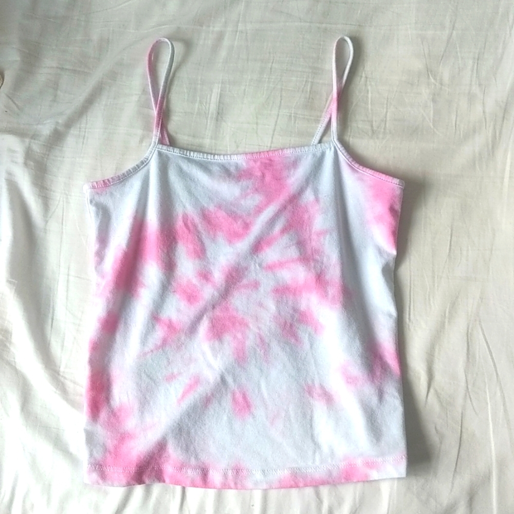 Medium Spaghetti strap pink tie dye tank top Wild Fable pastel fitted
